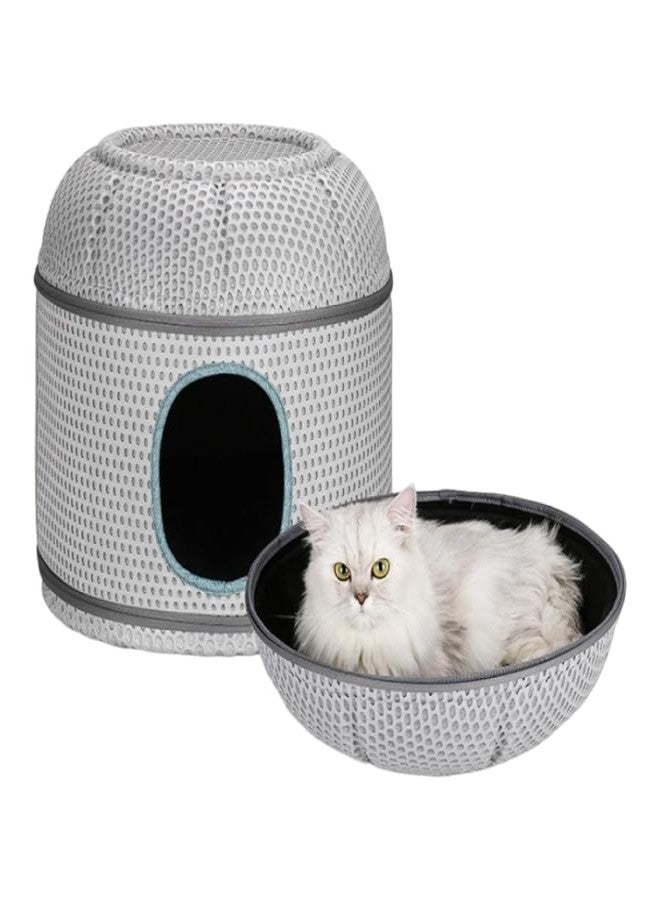 PETLICIOUS & MORE بيت كهف القطط القابل للطي من بيتليشوس آند مور | سرير للقطط | عش للنوم للقطط والقطط الصغيرة (اللون - رمادي) - Image 2